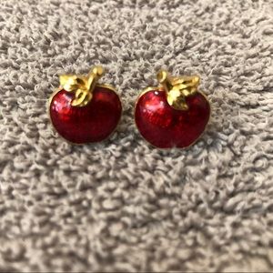 Vintage Avon Back To School Apple Pierced Earrings